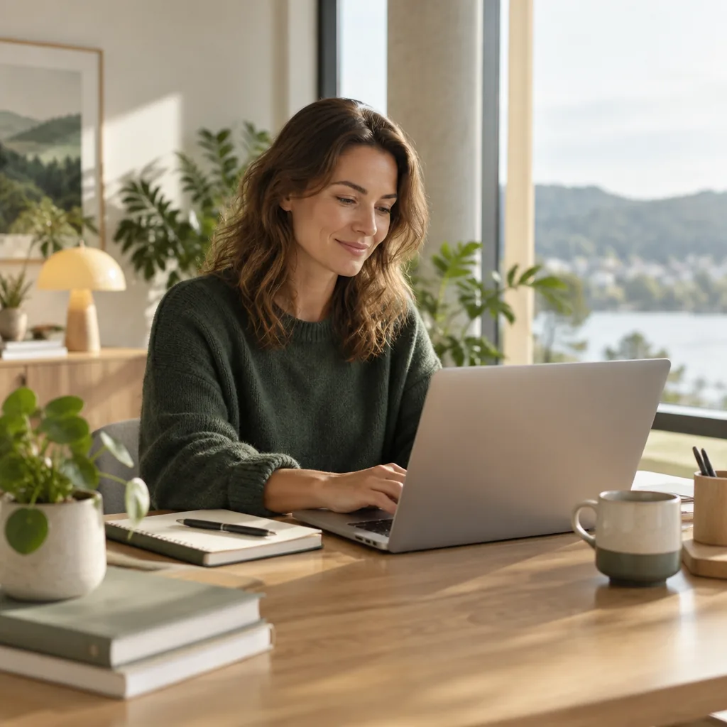 Medarbetare tar del av ett digitalt program vid sin laptop